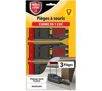 PROTECT EXPERT Pièges À Souris - Lot de 3 Tapettes à souris - Rapide, Précis, Et Faciles A Utiliser - Tapettes plastiques - Armement facile - Réutilisable SOUTRAP3