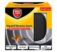PROTECT EXPERT Ultrason Souris - Répulsif Anti Souris - sans Accoutumance - Repousse jusqu'à 80 m2 - Protection Garantie 24h/24, Blanc
