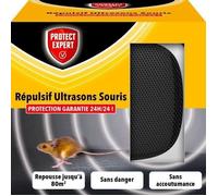 PROTECT EXPERT Ultrason Souris - Répulsif Anti Souris - sans Accoutumance - Repousse jusqu'à 80 m2 - Protection Garantie 24h/24