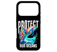 Protect Our Oceans Rainbow Dolphin Eco Awareness Art Coque pour iPhone 17 Pro