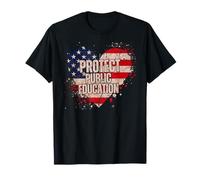 Protect Public Education Teacher Heart USA Red for Ed T-Shirt