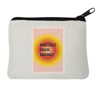 Protect Your Energy Porte-monnaie en néoprène Motif affiche graphique Rose 10 x 11 cm