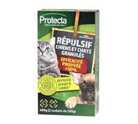 Protecta® - Granulés Répulsifs Chiens & Chats 200g - Anti-Griffures & Marquages Urinaires - Efficacité Prouvée - Protection Jusqu’à 3 Mois - Tous Types de Surfaces - Usage Extérieur