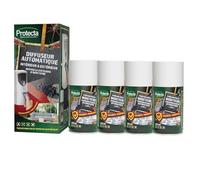 Protecta® - Kit Diffuseur Insecticide Automatique Programmable + Aérosol Pyrèthre 250 ml - Anti-Mouches, Moustiques & Insectes Volants et Rampants - Protection 24h/24 (1 diffuseur + 4 aérosols)