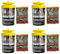 PROTECTA Piège à Guêpes et Frelon Asiatique - 2 Pièges Réutilisables avec 4 Recharges d'Attractif 50ML - Sans Insecticide - Action Durable pour Extérieur et Balcon