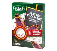 Protecta® - Piège Anti-Cafards et Blattes x5 - Piège Englué avec Appât Puissant - Action Curative & Préventive - Efficace Plusieurs Semaines