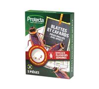 Protecta® - Piège Anti-Cafards et Blattes x5 - Piège Englué avec Appât Puissant - Action Curative & Préventive - Efficace Plusieurs Semaines - sans Danger pour l’Homme & Les Animaux