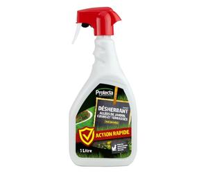 Protecta® Recharge Désherbant Prêt à l’Emploi 3L - Action Rapide 1h - Désherbant Puissant Allées, Terrasses, Cours - Formule renforcée avec booster - Extérieur Maison (Spray 1L)