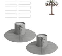 Protecteur amovible de racine de palmier, avec clous au sol, garde de racine de plante thermique à 3 couches avec cordon à tirage, pour racine de plantes climatiques froides extérieures (Grau * 2)