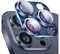 Protecteur Caméra Arrière Compatible Iphone 15 Pro / 15 Pro Max - Cadre En Alliage D'aluminium & Verre Trempé 360° Anti-Rayures - Bleu Marine