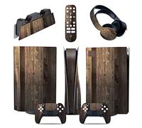 Protecteur Conception Bois Pour Ps5 Autocollants Cutanés Décalage Complet Corps Vinyle Console Pour PS 5 Contrôleurs Sans Bulles Ni Résidus