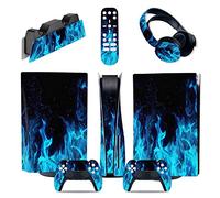 Protecteur Console Pour PS5 Disc Edition & Digital Sticker Vinyl Decal Cover Pour Ps5 Controller & Charging Station & Headset & Media Remote 90360 Sans Bulles Ni Résidus(Disc Version)