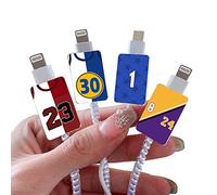 Protecteur de câble Cool pour iPhone Type-c Charger, Motif Maillot Numéros de Basket-Ball pour Sport, Protecteur de Cordon de Charge, Dévoreur de Câbles, Économiseur de Chargeur d'iPhone [4 Pièces]