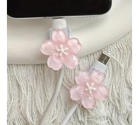 Protecteur de câble en fleurs de cerisier, 2 pièces, manchon économiseur de cordon, Kit de Protection de ligne de données pour Interface de chargement iPhone/type-c 2pcs Purple