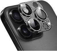Protecteur De Caméra En Verre Trempé Pour Iphone 16 Pro / 16 Pro Max - 9h Anti-Rayures Et Anti-Chocs, Ultra Hd, Cadre Alliage De Titane Avec Strass, Noir