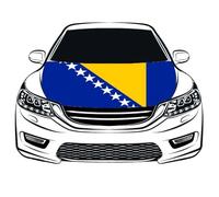Protecteur De Capot De Drapeau De Bosnie-Herzégovine - Couverture De Capot De Voiture De Drapeau, Tissus Élastiques De Bannière De Capot De Voiture Nationale De 3,3 × 5 Pieds Lavés, Drapeaux