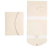 Protecteur de carnet fin en cuir PU pour un usage quotidien, beige | Porte-cartes intégré, poche pour dossiers, design peu encombrant, léger et portable pour le travail et l'étude