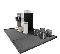 Protecteur De Comptoir De Tapis De Machine À Café - Tapis De Machine À Café Pour Comptoirs | Tapis De Bar À Café En Silicone Avec Bords Surélevés, Tapis De Séchage De La Vaisselle, Tapis D'alimentatio