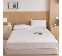 Protecteur De Matelas en Coton Pur Feuille Montée avec Bande Élastique pour Lit Queen Size Couverture Matelas Couverture De Lit avec Poche Profonde De 10In,Blanc,180 * 200cmKING