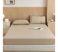 Protecteur De Matelas en Coton Pur Feuille Montée avec Bande Élastique pour Lit Queen Size Couverture Matelas Couverture De Lit avec Poche Profonde De 10In,café,150 * 200cmQUEEN