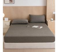 Protecteur De Matelas en Coton Pur Feuille Montée avec Bande Élastique pour Lit Queen Size Couverture Matelas Couverture De Lit avec Poche Profonde De 10In,Greyd,180 * 200cmKING
