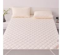 Protecteur De Matelas Taille Queen King avec 4 Bandes Élastiques Antidérapant Couverture De Matelas Matelas Topper Matelas Futon Mince Coussin De Couchage Pliant,A/Beige,90 * 200cmTWIN