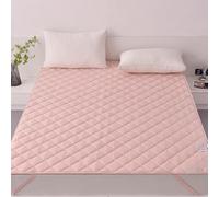 Protecteur De Matelas Taille Queen King avec 4 Bandes Élastiques Antidérapant Couverture De Matelas Matelas Topper Matelas Futon Mince Coussin De Couchage Pliant,A/Pink,90 * 200cmTWIN