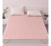 Protecteur De Matelas Taille Queen King avec 4 Bandes Élastiques Antidérapant Couverture De Matelas Matelas Topper Matelas Futon Mince Coussin De Couchage Pliant,B/Pink,90 * 200cmTWIN