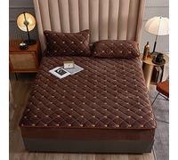 Protecteur de Matelas Wanshiok, Impression de Marguerite Feuille de Poche Profonde, Housse de Matelas en Velours Lait, draps de lit avec Taquet Chaud pour la Chambre à Coucher, Marron, Reine