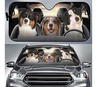 Protecteur De Pare-Brise Drôle De Trois Chiens De Berger Américains Au Volant d'un Amoureux des Chiens Pare Soleil Voiture Pare Brise Avant Pliable Bache Pare Brise Protection Universelle
