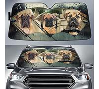 Protecteur De Pare-Brise Imperméable Pare-Soleils Intérieur Pare-Soleil Avant Universelle pour Vus Camion Véhicules Chiens Bullmastiff, Chiens Bullmastiff Conduisant Une Voiture Un Jour De Pluie L