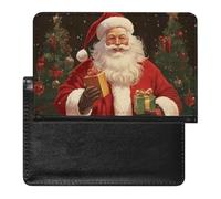 Protecteur de passeport imprimé Père Noël, protecteur de passeport durable, protecteur de passeport de voyage, noir, taille unique, contemporain, Noir , Taille unique, Contemporain