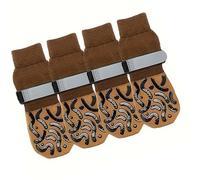 Protecteur De Pattes De Chien 4 Lots Barrière Contre L'humidité Base Antidérapante Styles Géométriques Jaunes Petits À Grands Chiens Chaussons Élastiques pour Chiens