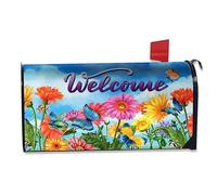 Protecteur de Poteau de boîte aux Lettres, couvertures boîte aux Lettres à Ressort magnétiques, Belles couvertures Papillons flottants, 18x21 Pouces, Couverture à Fleurs colorée, Taill