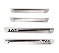 Protecteur de Seuil de Porte de Voiture en Acier Inoxydable pour Peugeot 3008 2009-2016, 4 PièCes Garnitures de Seuil PortièRe Extérieure Plinthes Plaques de Protection Voiture Accessoires