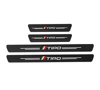 Protecteur de Seuil de Porte de Voiture pour FI-at Tipo, Fiber Carbone Plaques de Seuil Autocollants de Aux Rayures, Style de Plinthes pour Auto, 4 PièCes,Black