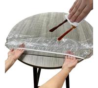 Protecteur de table à manger transparent - 152 cm/59,8 pouces Nappe ronde PVC transparente | Conception de sécurité extérieure résistante à l'huile avec tapis à lanières élastiques pour jardin