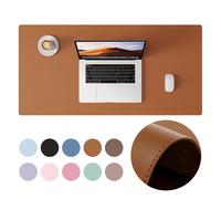 Protecteur de tapis de bureau, tapis de souris, tapis de bureau, antidérapant avec bords cousus, buvard de bureau en PU pour bur White