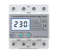 Protecteur de Tension Réglable STVP-932, Réinitialisation Automatique, Surtension, sous-Tension, écran LCD, triphasé pour la Surveillance du Système d'alimentation, Plastique (63A)