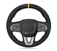 Protecteur de Volant pour Dodge pour Challenger 2015 2016 2017 2018 2019 2020 2021 Couverture Volant Voiture Couture Main Noir Doux Proteges Volant(Red Thread)