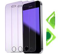 Protecteur D'écran Anti Lumière Bleu pour iPhone SE-2016(Paquet de 3) avec Aligneur Général,Bord 2.5D,9H Film Protecteur en Verre Trempé pour iPhone 5/5s/5c-4"