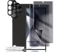 Protecteur D'écran Confidentialité Compatible Samsung Galaxy S24 Ultra - Lot 2 Films Hydrogel Tpu Flexibles Anti-Espion + 2 Protège-Lentilles Caméra En Verre Trempé, Haute Définition, Kit D'installati