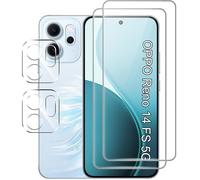 Protecteur d'écran pour Oppo Reno 14F/14 FS (4G/5G) Verre Trempé,【2+2】 Protection de l'appareil Photo et Film de Protection