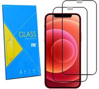 Protecteur D'écran Verre Trempé Iphone 12/12 Pro 6,1"" - 2 Pièces, Anti-Lumière Bleue, Anti-Rayures, Anti-Éclats, Hd 99,99% Compatible Coques, Installation Facile Avec Cadre Inclus