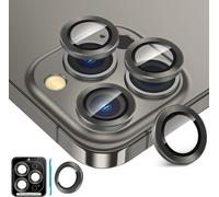 Protecteur D'objectif Compatible Iphone 14 Pro / 14 Pro Max - Verre Trempé 9h Anti-Rayures, Anneau Aluminium, Installation Sans Bulles Avec Gabarit Et Outil D'extraction, Noir