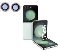 Protecteur D'objectif En Verre Trempé Avec Anneau Métallique Pour Samsung Galaxy Z Flip 5 - Protection Anti-Rayures, Compatible Coques, Ultra Fin Et Durable (Rose)