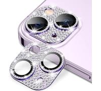 Protecteur D'objectif Pour Iphone 14/14 Plus - Verre Trempé 9h Hd, Anti-Rayures, Monture En Alliage D'aluminium, Strass Violet Scintillant, Anneau Optimisé Pour Flash