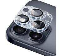 Protecteur D'objectif Pour Iphone 15 Pro / 15 Pro Max - Verre Trempé 9h Ultra Hd, Cadre Alliage Titane, Décor Strass Bleu, Anti-Rayures Et Anti-Chocs, Ultra-Fin