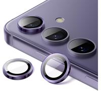 Protecteur D'objectif Pour Samsung Galaxy S24 ¿ Verre Trempé 9h Hd Avec Anneau Métal, Anti-Traces, Installation Par Gabarit Facile, Protection Complète Lentille (Noir Onyx)