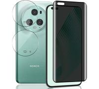 Protecteur Écran Verre Trempé Confidentialité 9h Pour Honor Magic 5 Pro ¿ 1 Film Anti-Espion Sans Bulles + 2 Protections Lentille Caméra, Tactile Réactif, Compatible Coque